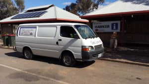 Clark locksmiths mobile van at Hawker (country South Australia) where Steve Clarke - the head locksmith - fixed a safe