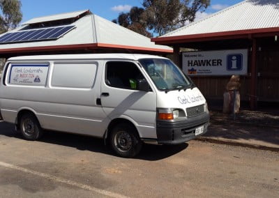 Clark locksmiths mobile van at Hawker (country South Australia) where Steve Clarke - the head locksmith - fixed a safe