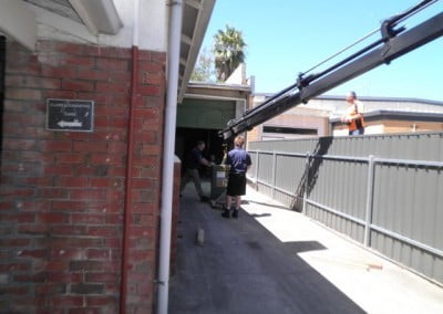 Transporting safes using cranes - Clark Locksmiths